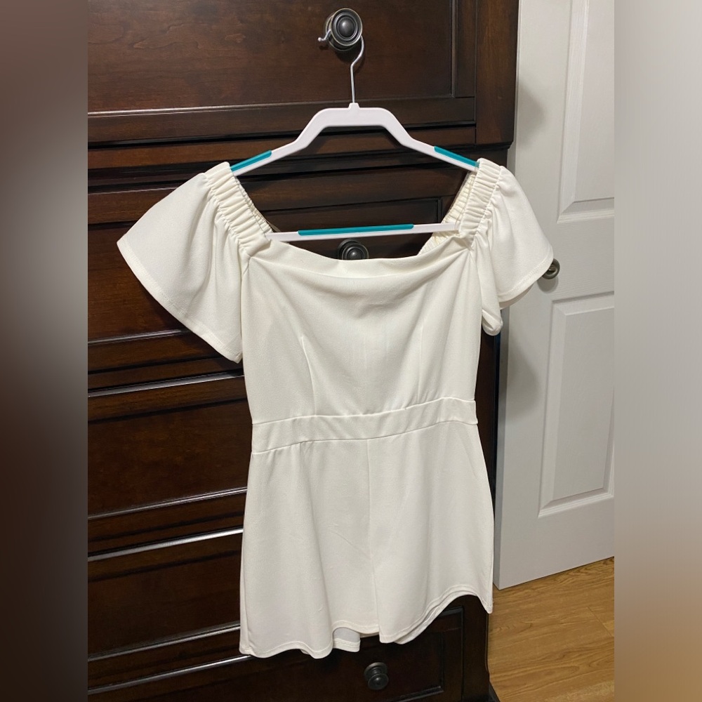 White Off the Shoulder Romper